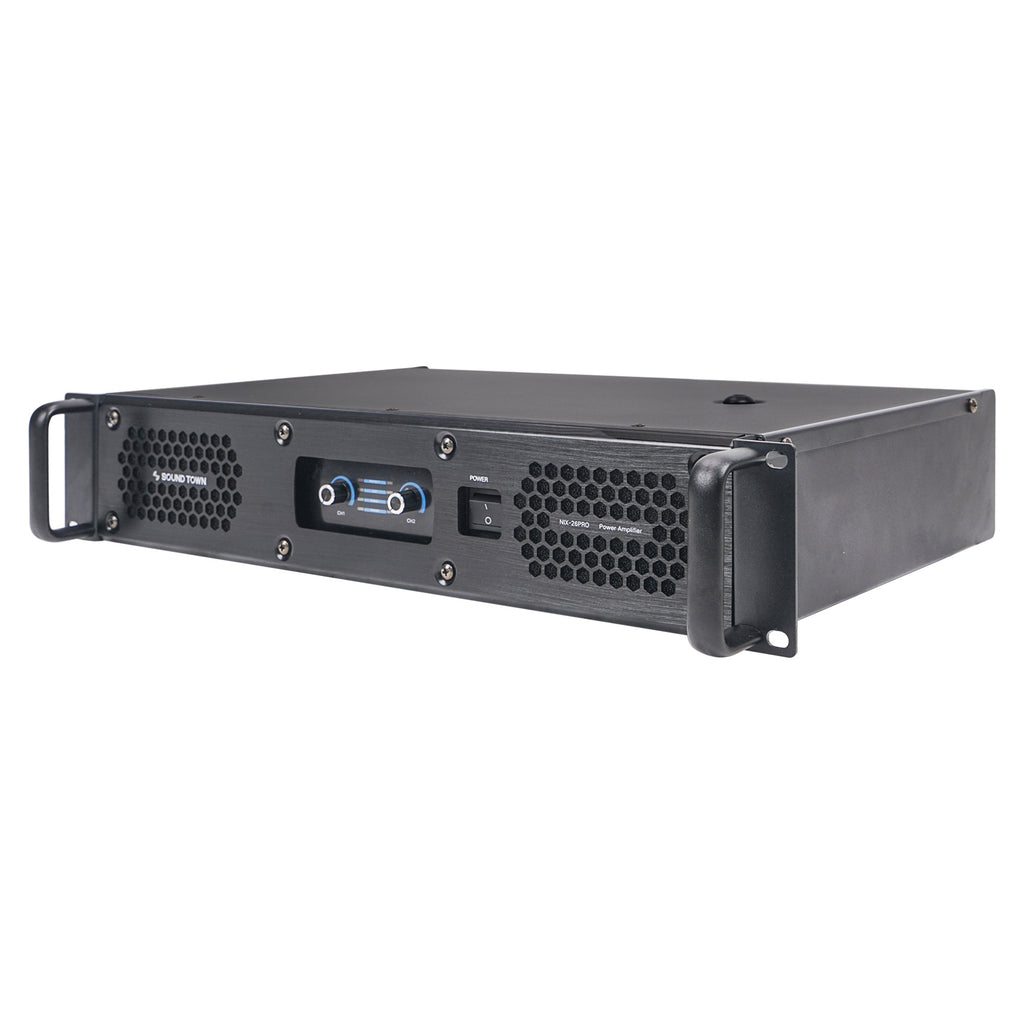 Sound Town NIX-26PRO 2-Channel, 2 x 1800W at 4-ohm Rack Mountable Power Amplifier - for installations, churches, small to medium sized clubs, restaurants, stages, mobile PA systems, line array systems, schools