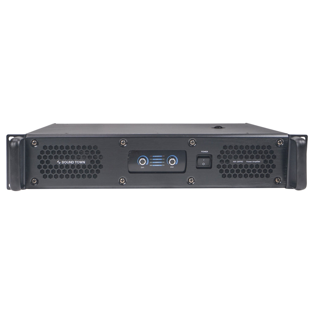 Sound Town NIX-26PRO 2-Channel, 2 x 1800W at 4-ohm Rack Mountable Power Amplifier - front panel