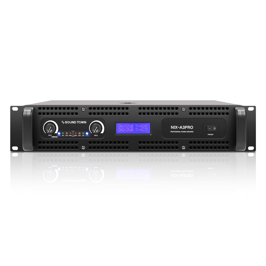 Sound Town NIX-A3PRO 2-Channel 1100W Rack Mountable Power Amplifier with LPF - LCD Display