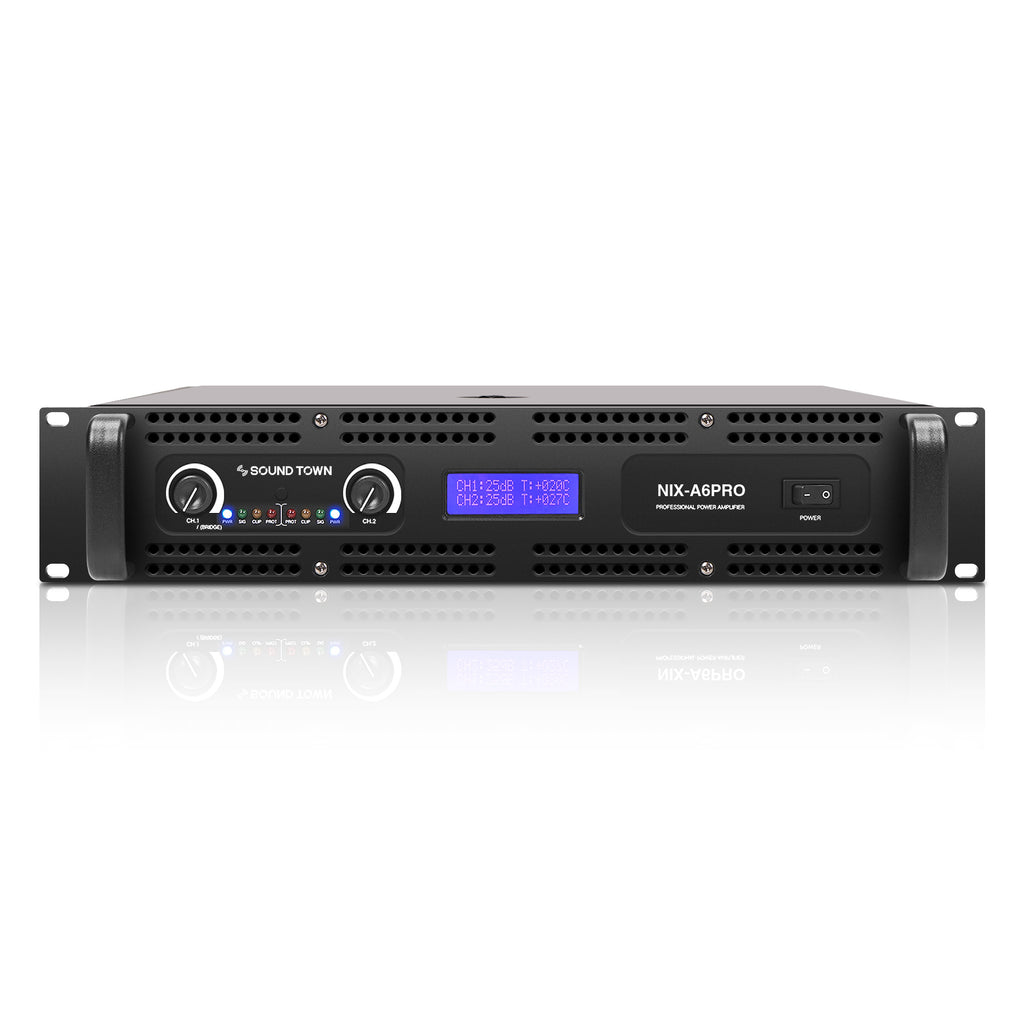 Sound Town NIX-A6PRO 2-Channel 1500W Rack Mountable Power Amplifier with LPF - LCD Display