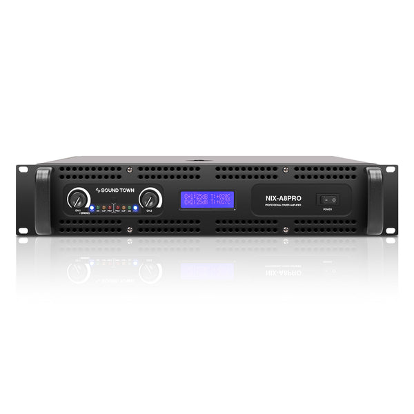 Sound Town NIX-A8PRO 2-Channel 1800W Rack Mountable Power Amplifier with LPF - LCD Display