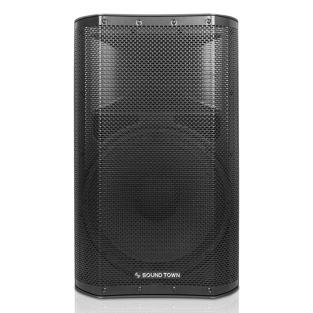 Sound Town OBERON-A15PW OBERON Series 15" 1400W Powered PA/DJ Speaker with 2-Channel Mixer and Onboard DSP, TWS Bluetooth - Front Panel, Live Events