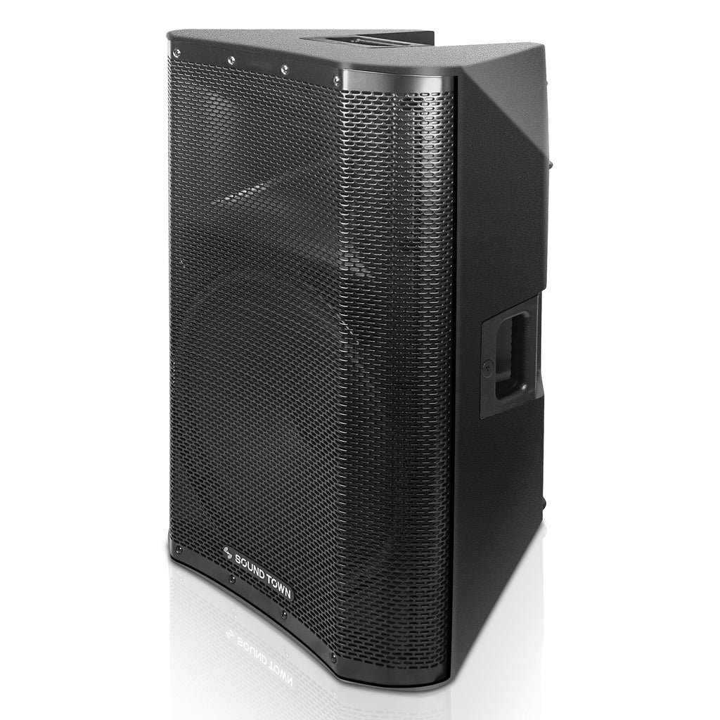 Sound Town OBERON-A15PW OBERON Series 15" 1400W Powered PA/DJ Speaker with 2-Channel Mixer and Onboard DSP, TWS Bluetooth - Left Panel, Church