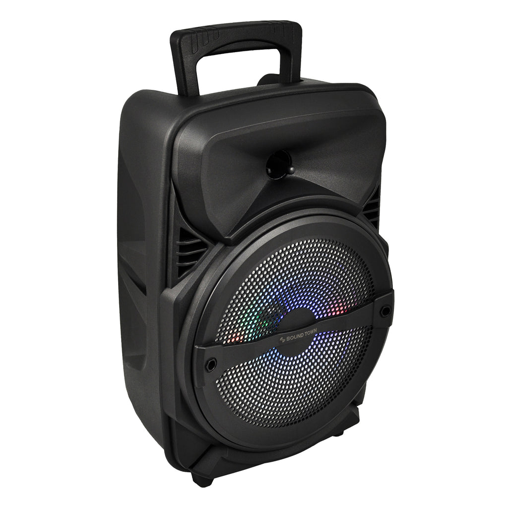 Sound Town OPIK-8PS 8-inch 2-Way Portable PA Speaker with Built-in Rechargeable Battery, 1 Wired Mic, Bluetooth, USB, SD Card Reader with Carry & Transport Handles