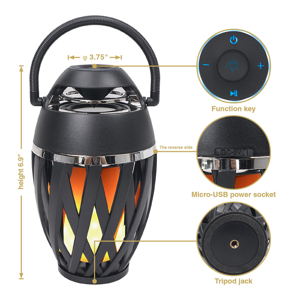 OPIK-F1 Portable Bluetooth Speaker, LED Flame, Bluetooth, Wall