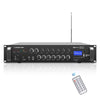 Sound Town PAC180-6 180W 6-Zone 70V/100V Commercial Power Amplifier with Bluetooth, Aluminum, FM Antenna, for Restaurants, Lounges, Bars, Pubs, Schools and Warehouses - Wireless Remote, Multi-Zone