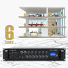 Sound Town PAC180-6 180W 6-Zone 70V/100V Commercial Audio Power Amplifier with Bluetooth, Aluminum, for Restaurants, Lounges, Bars, Pubs, Schools and Warehouses - Independent Volume Controls