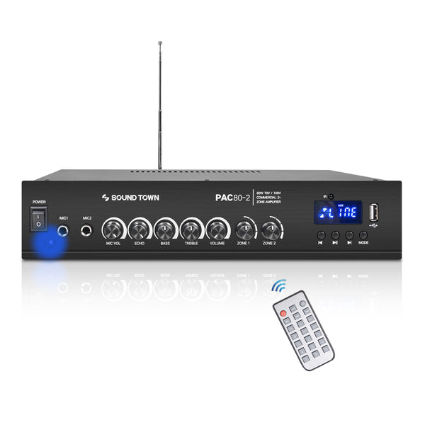 PAC80-2 | 60W 2-Zone 70V/100V Commerical Power Amplifier w