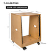 Sound Town SDRK-12T 12U (12-Space) DIY Slanted Studio Equipment Rack, Plywood, Golden Oak w/ Rubber Feet, Casters, for Recording Room, PA/DJ Pro Audio, Size and Dimensions