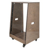 Sound Town SDRK-16TB DIY Slanted 16U Studio Rack, Plywood, Weathered Gray, Rubber Feet, Casters - PA Device Storage Cabinet and Organization
