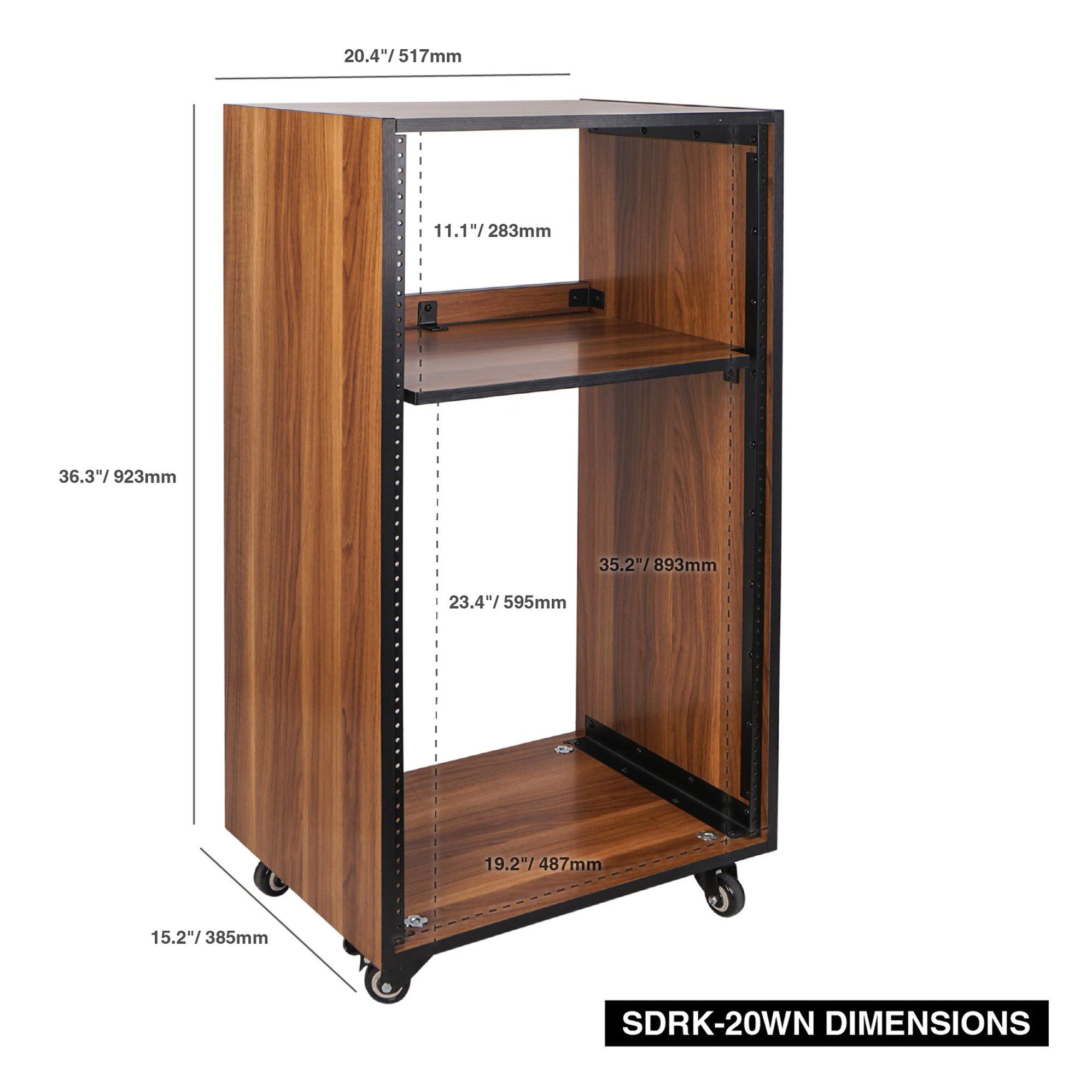 SDRK-20WN | DIY 20U Studio & Recording Equipment Rack w/ Casters ...