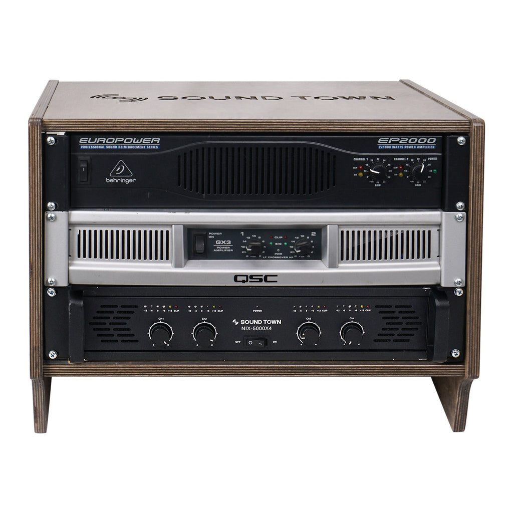 Sound Town SDRK-6SLB-R | Refurbished: 6U (6-Space) Baltic Birch Plywood Angled Desktop Turret Studio Equipment Rack, for Recording Room, PA/DJ Pro Audio, Home Audio, Weathered Brown, for Power Amplifier, Line Switcher, Sequence Controller Display, Crossover