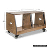 Sound Town SDRK-D8TB DIY 2 x 8U Slanted Double Bay Studio Rack with Baltic Birch Plywood, Casters, Weathered Brown, for Recording Room, Home Studio - Size and Dimensions