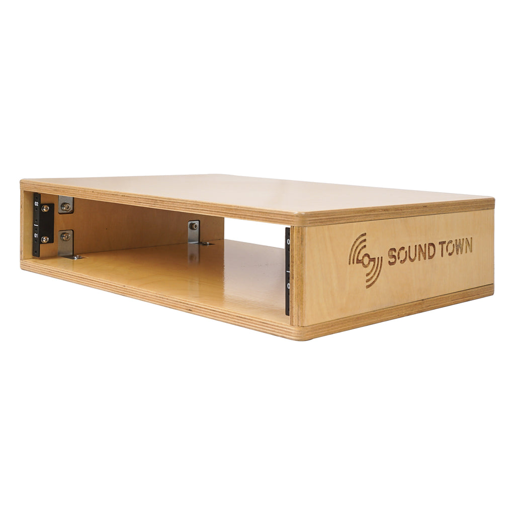 Sound Town SDRK-Y2 DIY 2U Studio Rack with Baltic Birch Plywood, Golden Oak, for Recording Room, Home Studio - Audio Equipment Cabinet Furniture
