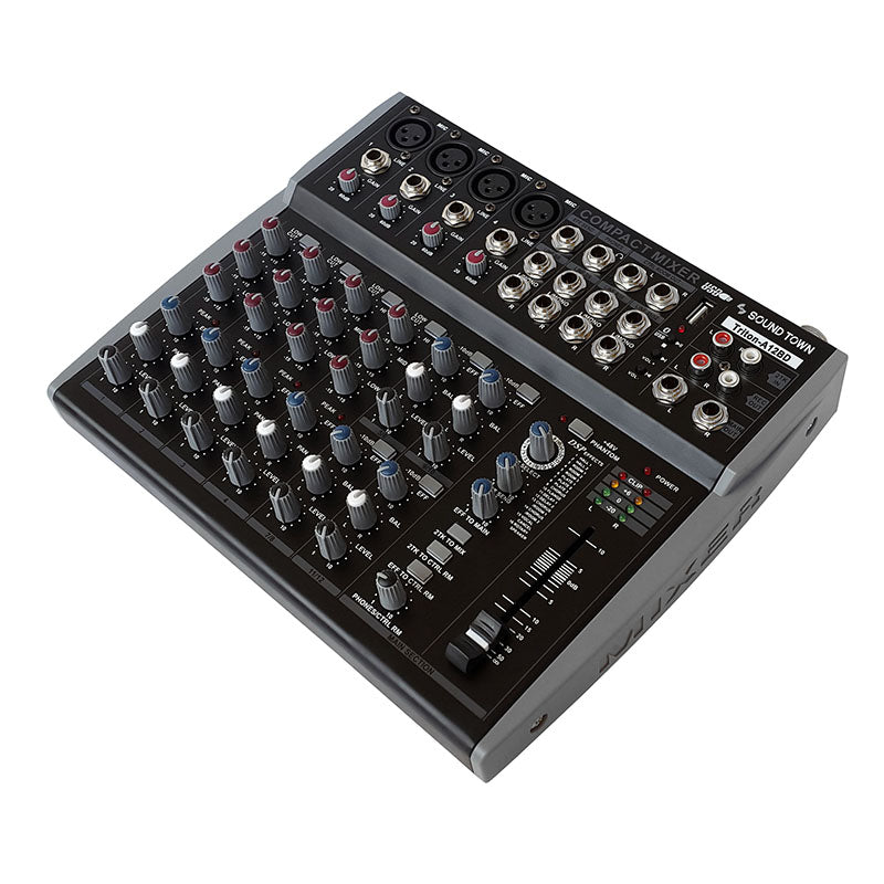 Sound Town TRITON-A12BD TRITON Series Professional 12-Channel Passive Audio Mixer with Bluetooth, USB Flash Drive Input and DSP