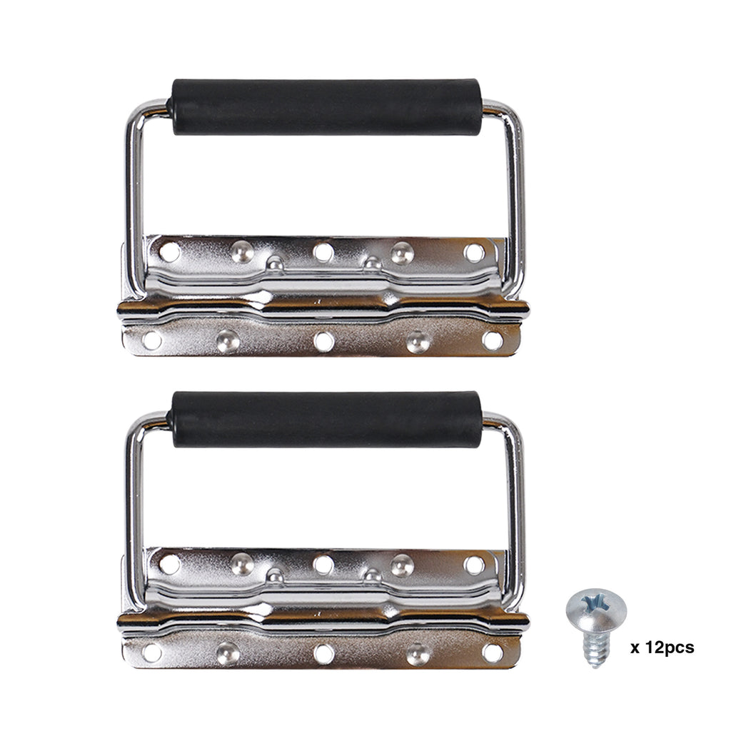 Sound Town ST-RHW-18 2-pack Spring Loaded Case Handles, Stainless Surface Mount Handle with Rubber Grip, for Rack Case, Chest, PA Speaker Cabinet, Chromed