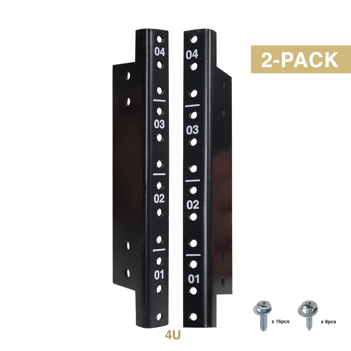 ST-RR-04U | 4U Steel Rack Rails w/ Black Powder Coated Finish