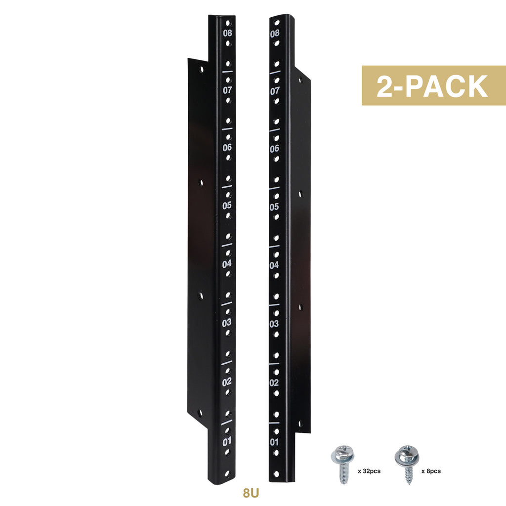 Sound Town ST-RR-08U 8U Steel Rack Rails, with Black Powder Coated Finish and Screws, 2-Pack