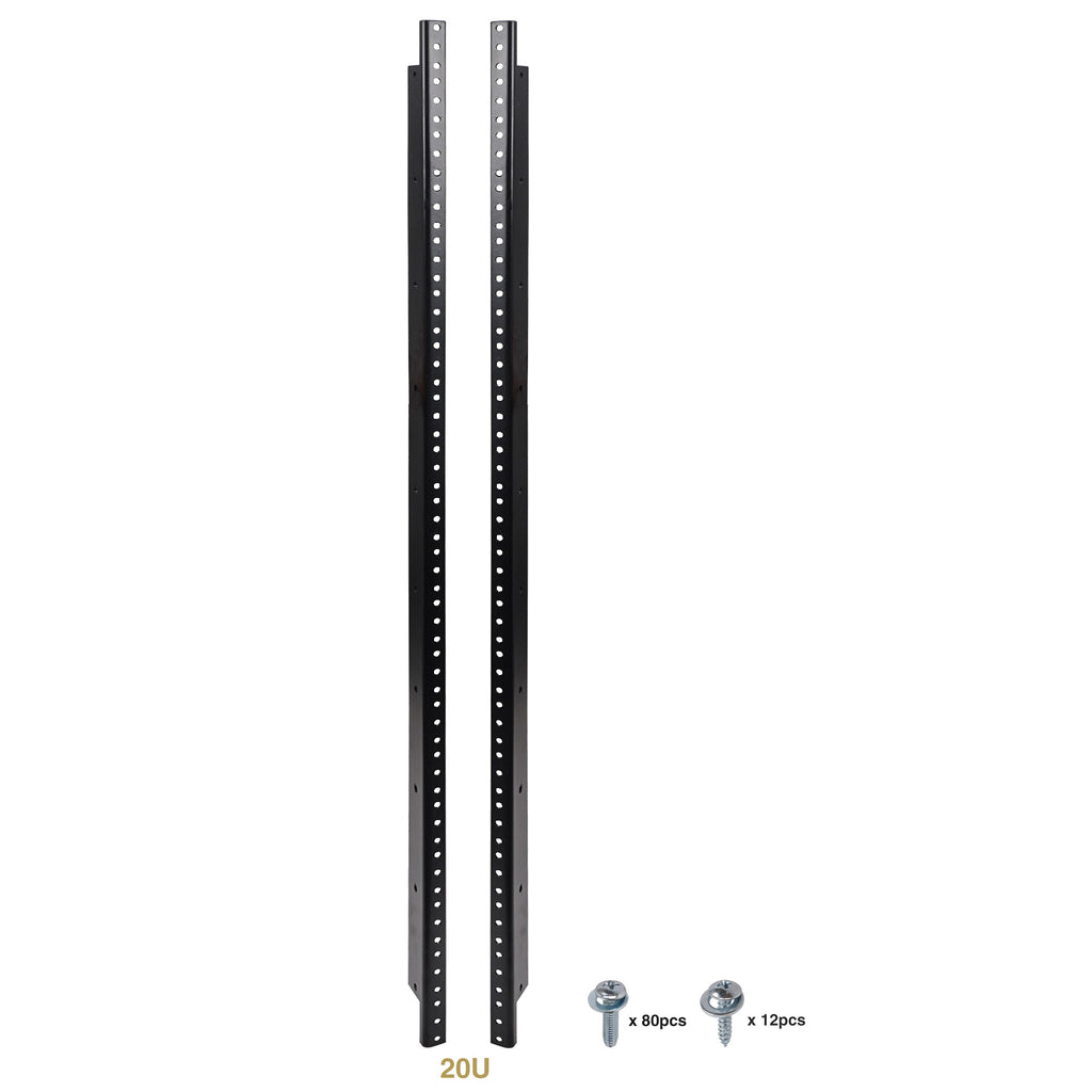 Sound Town ST-RR-20U 20U Steel Rack Rails, with Black Powder Coated Finish and Screws,  2-pack 