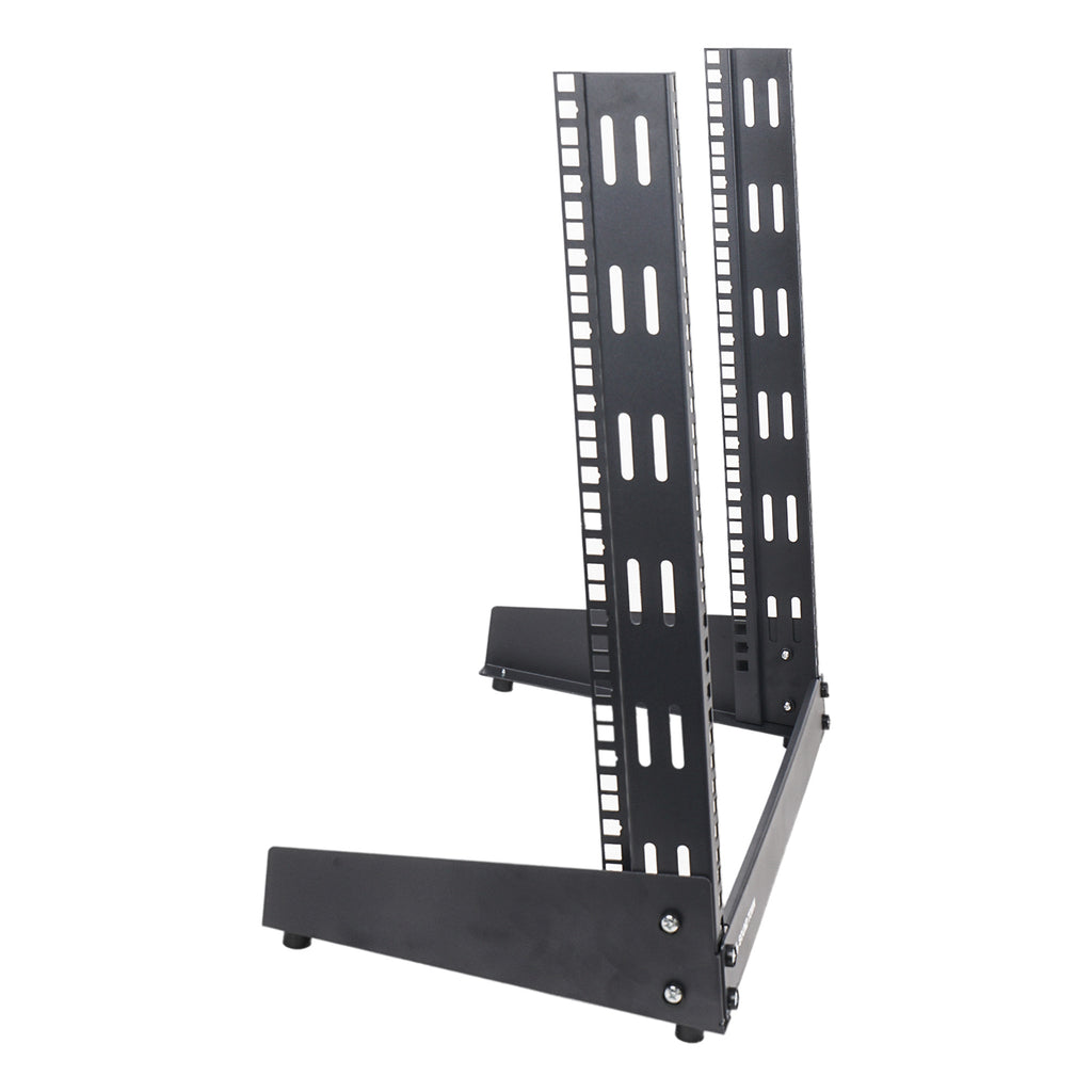 Sound Town ST2PF-12LW 12U 2-Post Desktop Open-Frame Rack, for Audio/Video, Network Switches, Routers, Patch Panels - Side Panel