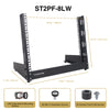 Sound Town ST2PF-8LW 8U 2-Post Desktop Open-Frame Rack, for Audio/Video, Network Switches, Routers, Patch Panels - package contents, included in the box, accessories, parts list, screw sizes, size, dimensions