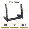 Sound Town ST2PF-8LW-R 8U 2-Post Desktop Open-Frame Rack, for Audio/Video, Network Switches, Routers, Patch Panels, Refurbished - package contents, included in the box, accessories, parts list, screw sizes, size, dimensions