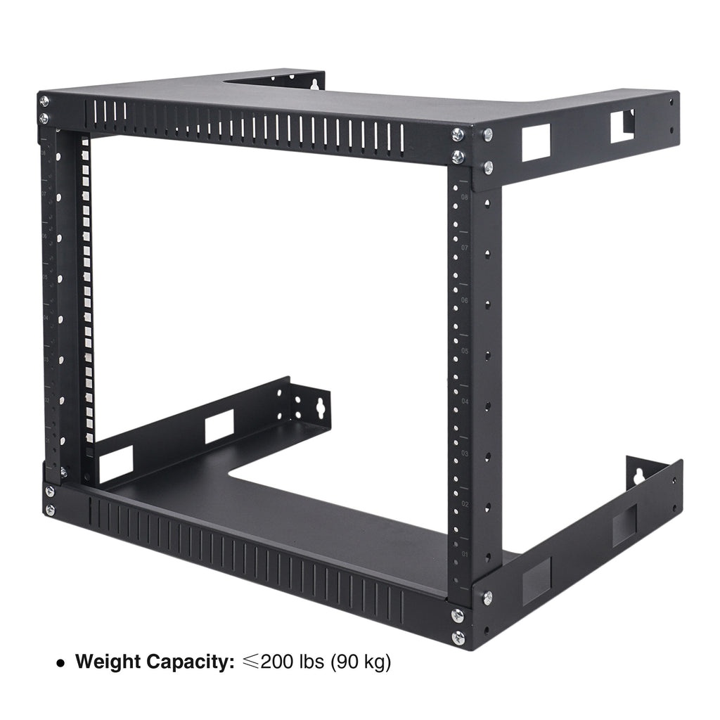 Sound Town ST2PWOR-8U 2-Post 8U Wall-Mount Open Frame Rack for PA, Servers, IT Equipment, Network Devices, AV, Patch Panels, 16" Depth - Weight Capacity