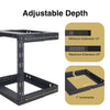 Sound Town ST2PWOR-A12U-R 2-Post 12U Wall-Mount Open Frame PA, Server & Network Equipment Rack w/ Adjustable Depth 12"-20", Refurbished - Minimum & Maximum Extensions