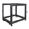Sound Town ST4POF-A12U 4-Post 12U Open Frame PA, Server, & Network Equipment Rack w/ Adjustable Depth 22"-40", Casters, Levelers, Cable Management -  Minimalist Design