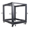 Sound Town ST4POF-A12U 4-Post 12U Open Frame PA, Server, & Network Equipment Rack w/ Adjustable Depth 22"-40", Casters, Levelers, Cable Management - Steel Construction