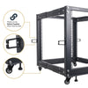 Sound Town ST4POF-A15U 4-Post 15U Open Frame PA, Server & Network Equipment Rack w/ Adjustable Depth 22"-40", Casters, Levelers, Cable Management - Racks can be bolted/linked together when side by side for more storage space