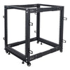 Sound Town ST4POF-A15U 4-Post 15U Open Frame PA, Server & Network Equipment Rack w/ Adjustable Depth 22"-40", Casters, Levelers, Cable Management - Wheels, Easy to Move Around/ Transport