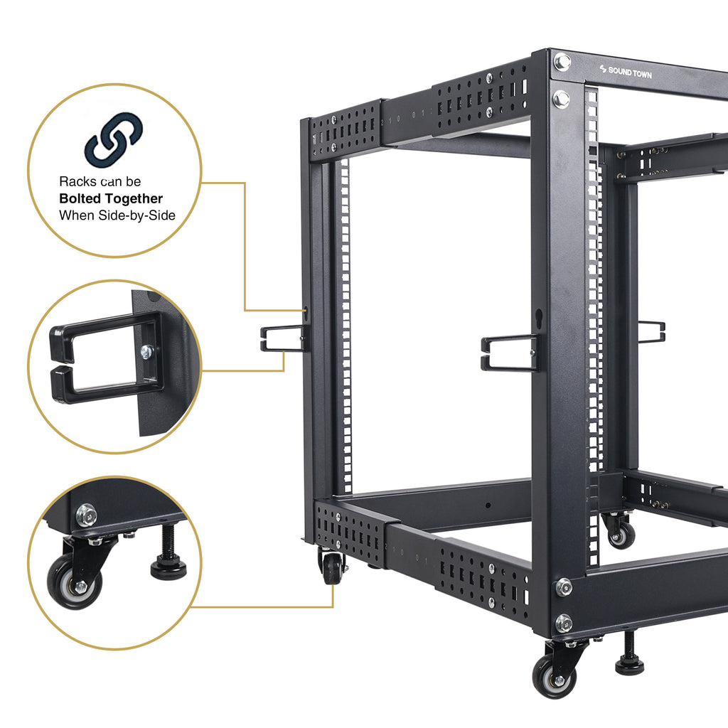 ST4POF-A25U | 4-Post 25U Open Frame PA, Server, Network Rack w ...
