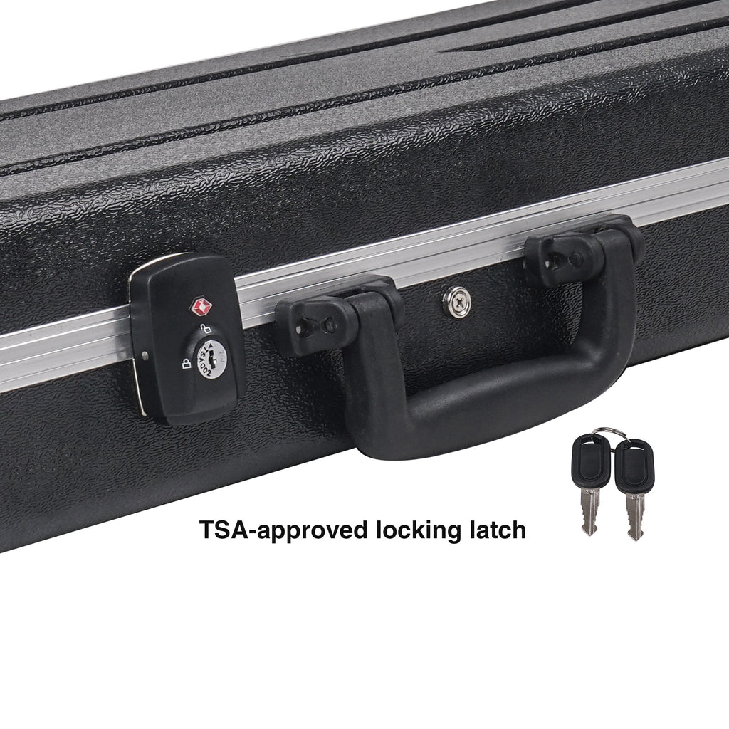 Sound Town STBC-500 Lightweight & Compact ABS Road Case for Electric Bass Guitar w/ TSA Approved Locking Latch and EPS Foam Plush Interior - Locks, Keys