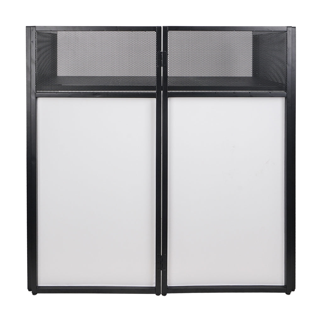 Sound Town STDJB-4020 Professional DJ Facade with 180-Degree Hinges, Carry Bags, Black and White Scrim Panels - Front Board