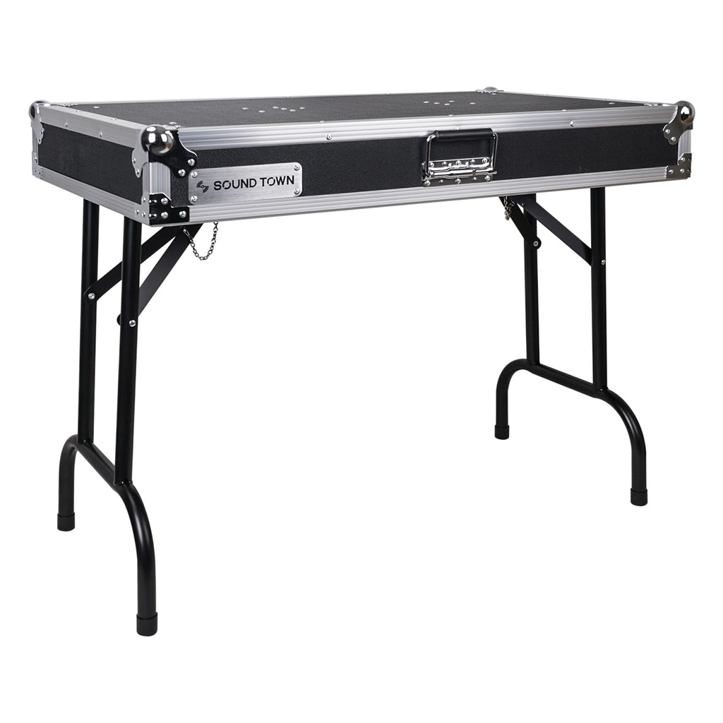 Sound Town STDJT-36W Folding DJ Workstation Table, Plywood, 36-inch x 21-inch, transportable, easy to transport, portable