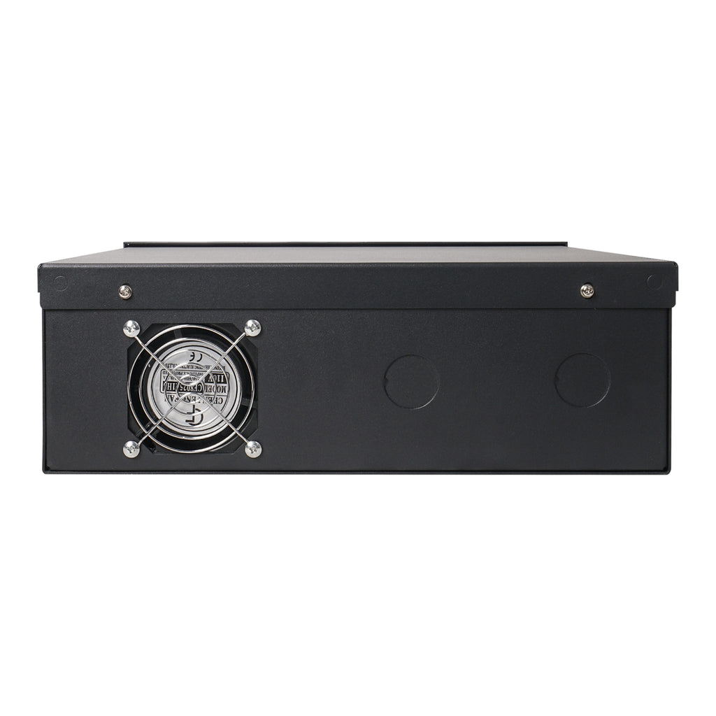 Sound Town STDVR-185 Heavy Duty DVR Security Lockbox with Cooling Fan, Black, 18"W x 18"D x 5"H - Back 