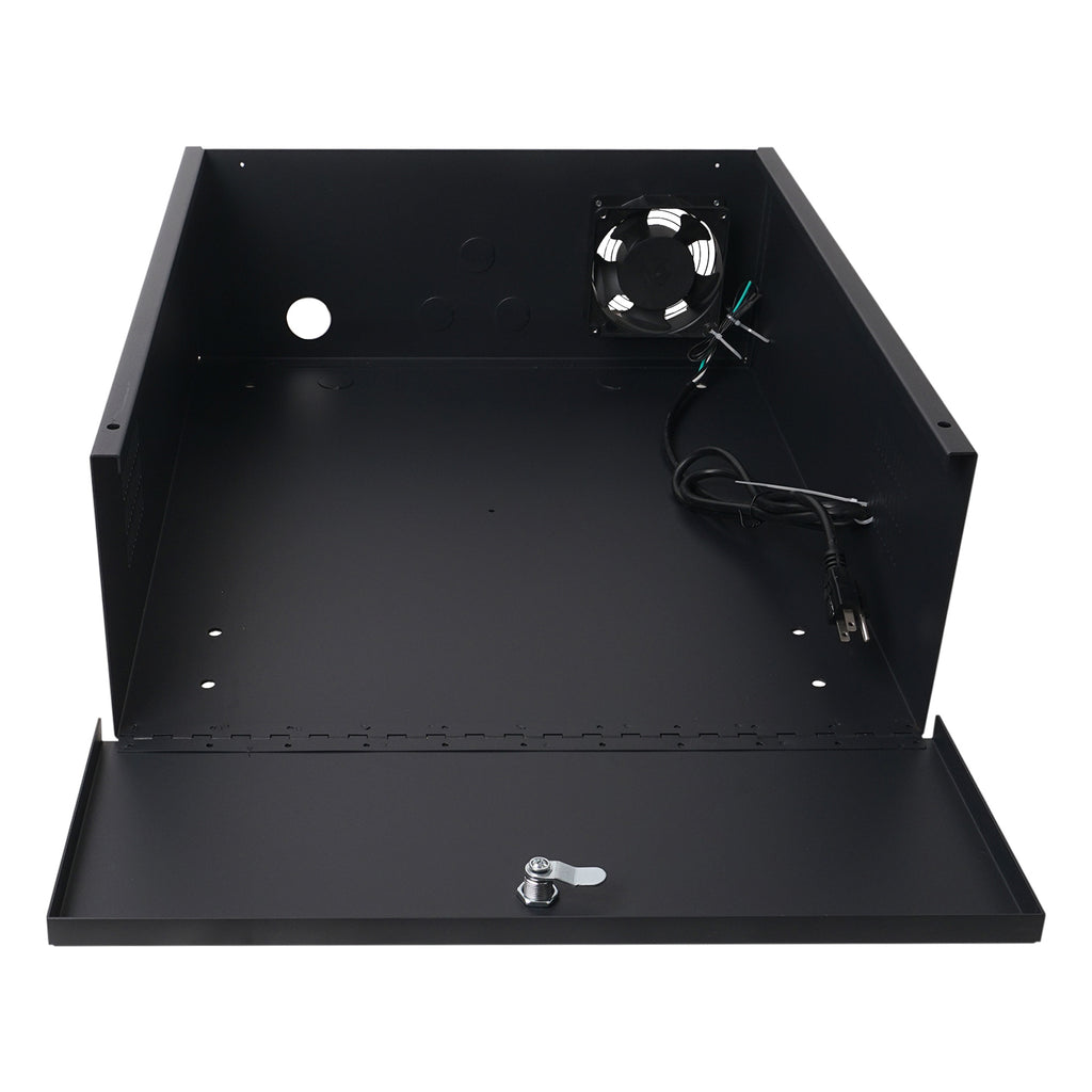 Sound Town STDVR-218 Heavy Duty DVR Security Lockbox with Cooling Fan, Black, 21"W x 24"D x 5"H - internal 