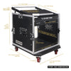 Sound Town STMR-10D2 10U (10 Space) PA DJ Pro Audio Rack/Road ATA Case with 11U Slant Mixer Top, Locking Drawer, 20.2" Rackable Depth - Internal & External Size and Dimensions