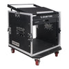 Sound Town STMR-10D2 10U (10 Space) PA DJ Pro Audio Rack/Road ATA Case with 11U Slant Mixer Top, Locking Drawer, 20.2" Rackable Depth - Touring Grade