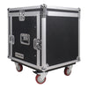 Sound Town STMR-10UW 10U (10 Space) PA/DJ Road/Rack ATA Case with 11U Slant Mixer Top and Casters - Portable, Transportable