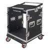 Sound Town STMR-12TD2 12U (12 Space) PA DJ Pro Audio Rack/Road ATA Case with 11U Slant Mixer Top, Locking Drawer, Side Table, 20" Rackable Depth and Casters - Industrial-Grade Latches
