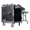 Sound Town STMR-12TD2 12U (12 Space) PA DJ Pro Audio Rack/Road ATA Case with 11U Slant Mixer Top, Side Table, 20" Rackable Depth and Casters - Locking Drawer for Accessories