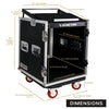 Sound Town STMR-12UW-R 12U (12 Space) PA/DJ Pro Audio Rack/Road ATA Server Case with Slant Mixer Top and Casters, Refurbished - Size Dimensions