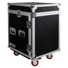 Sound Town STMR-12UW-R 12U (12 Space) PA/DJ Pro Audio Rack/Road ATA Server Case with Slant Mixer Top and Casters, Refurbished - Dual spring handles on each side
