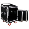 Sound Town STMR-12UW-R 12U (12 Space) PA/DJ Pro Audio Rack/Road ATA Server Case with Slant Mixer Top and Casters, Refurbished - Front and top removable doors