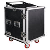 Sound Town STMR-12UW-R 12U (12 Space) PA/DJ Pro Audio Rack/Road ATA Server Case with Slant Mixer Top and Casters, Refurbished - Plywood