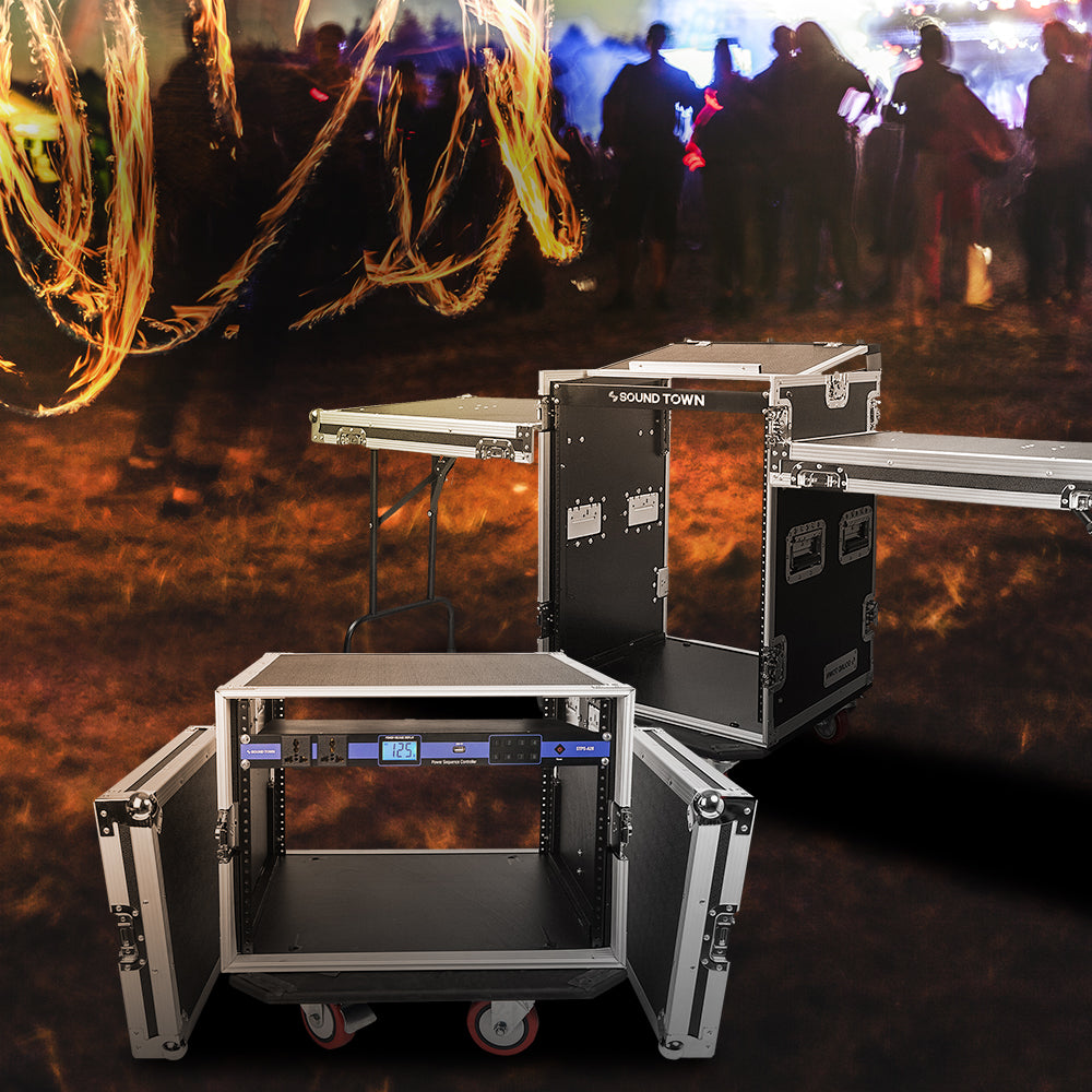 STMR-14T2PS10 | 14U Road Case w/ Mixer Top, 2 DJ Tables, AC