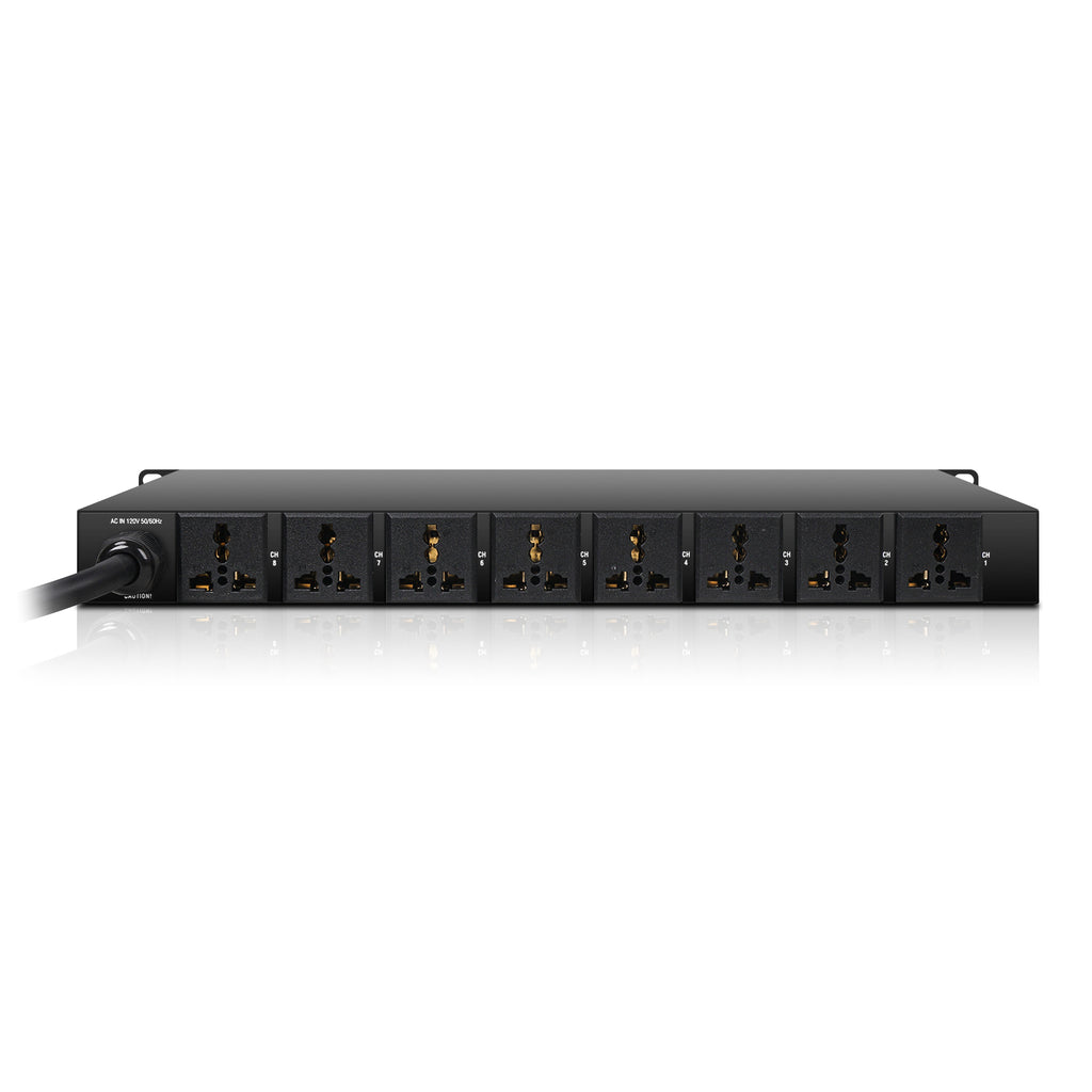 Sound Town STMR-14T2PS10 Rack-Mountable AC Power Conditioner / Sequencer with Surge Protection, Voltage Display, for Stage, Studio, Home Theater - Back Panel