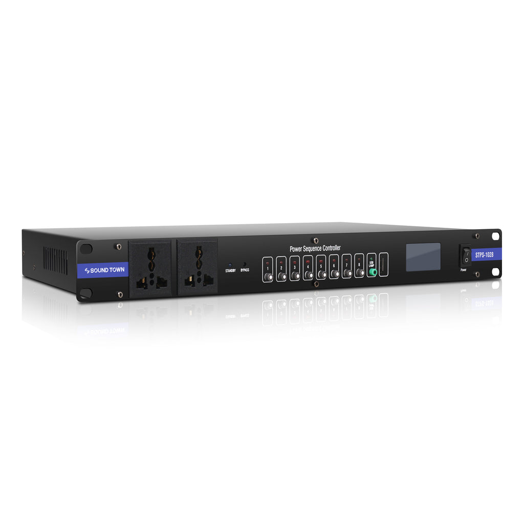 Sound Town STMR-14T2PS10 Rack-Mountable AC Power Conditioner / Sequencer with Surge Protection, Voltage Display, for Stage, Studio, Home Theater - Distribution System
